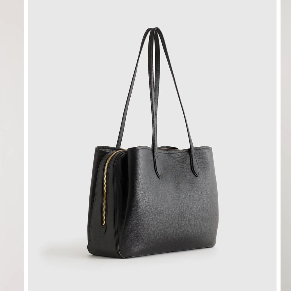 Quince Italian Leather Triple Compartment Work Tote